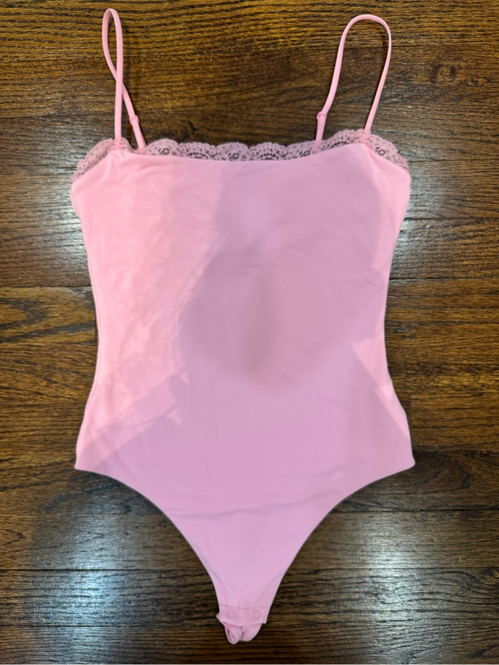 Aritzia Pink Lace-Trim Bodysuit